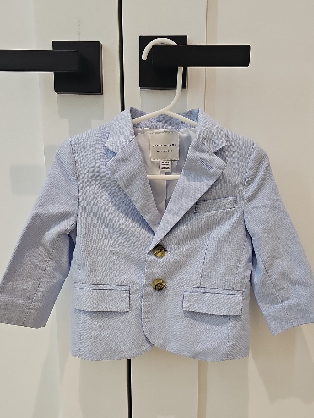 Janie and Jack Pale Blue Boys' Blazer with Gold Buttons